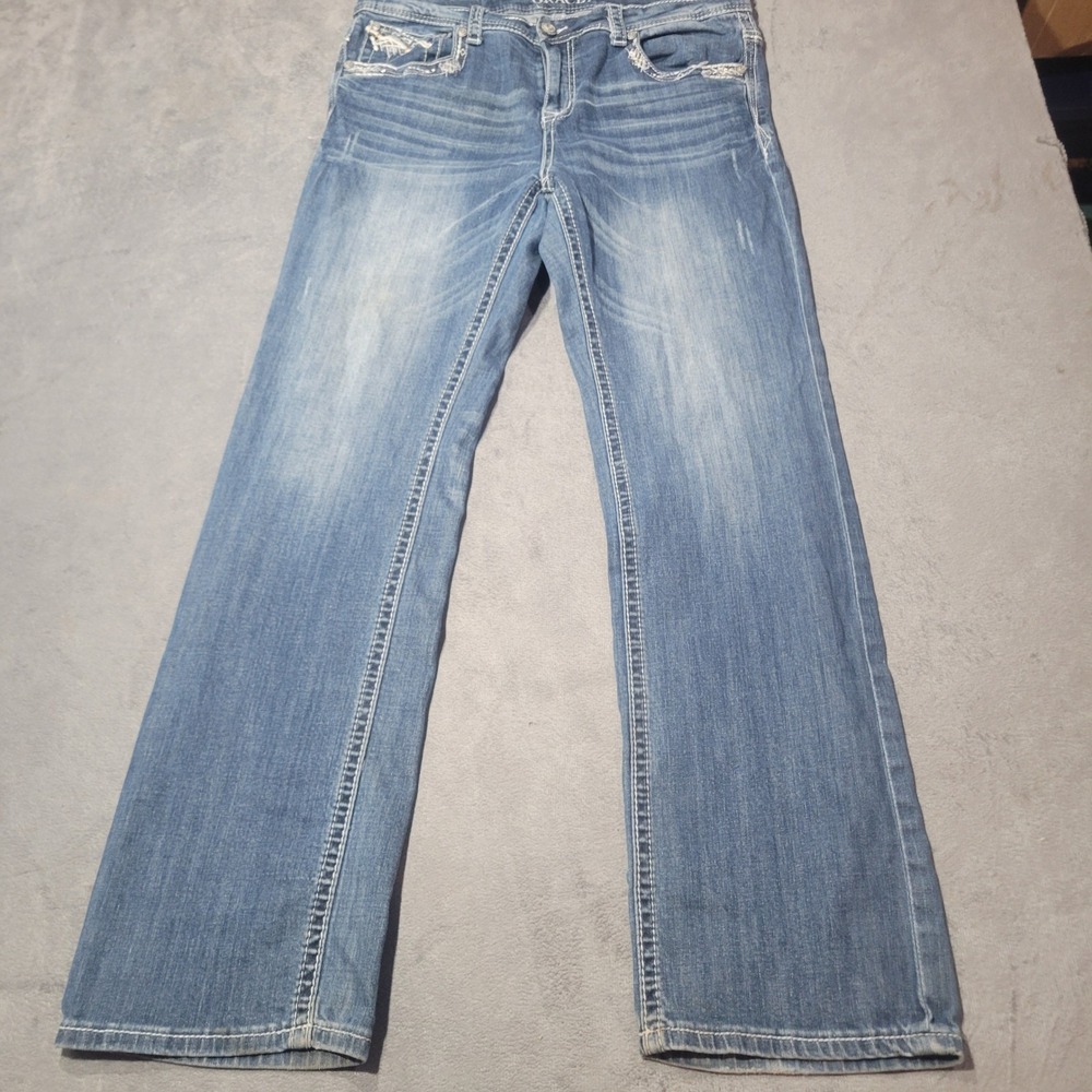 Grace in LA Jeans Women 17 Blue Bootcut Embroidered Sequin‎ Medium Wash Western